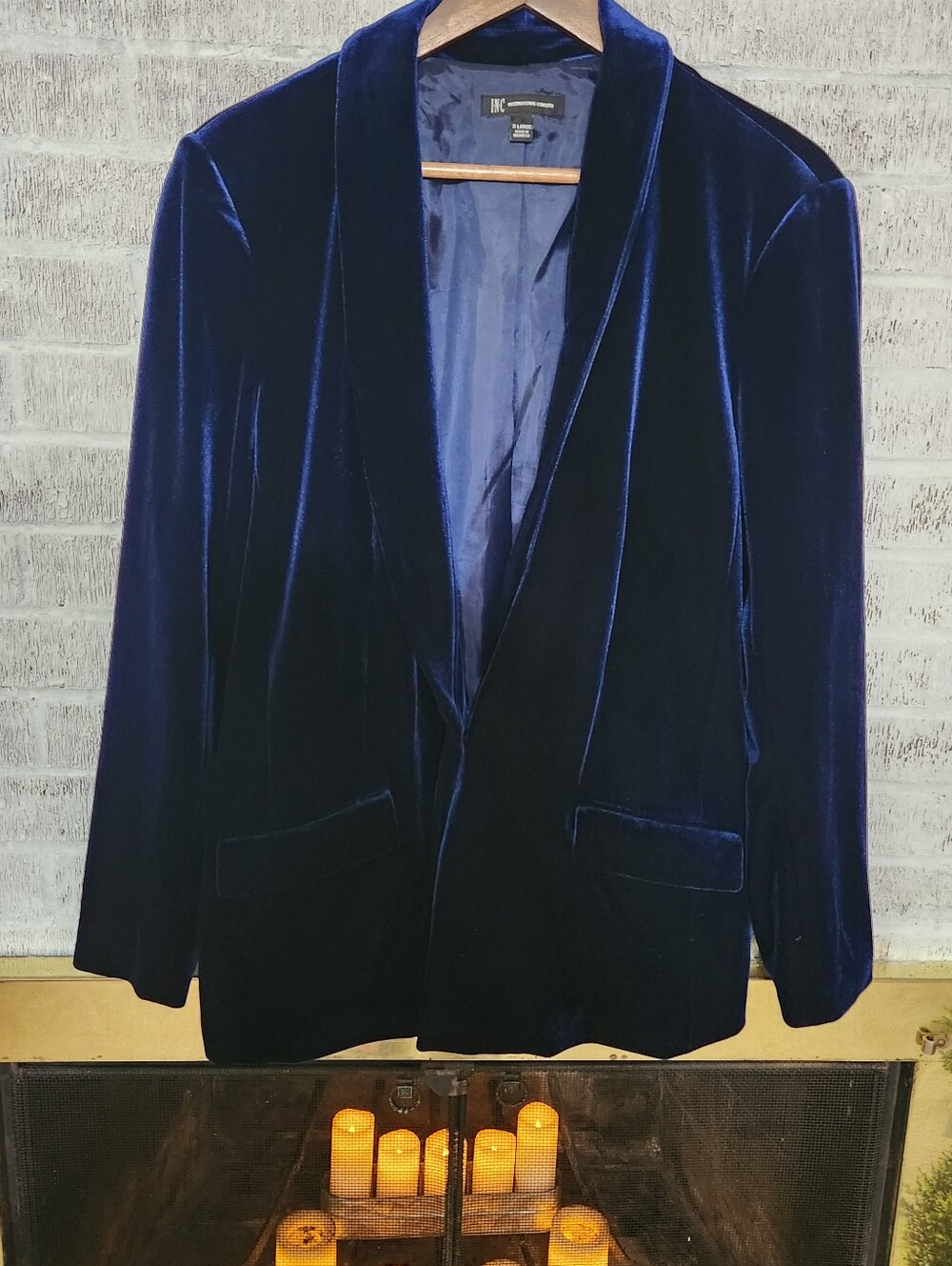 Women's International Concepts Blue Velvet Blazer